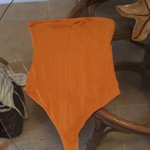 Forever 21 orange strapless bodysuit size M